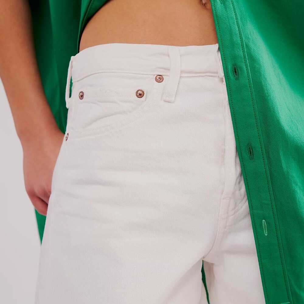 Agolde Women's Parker Long White Jean Shorts